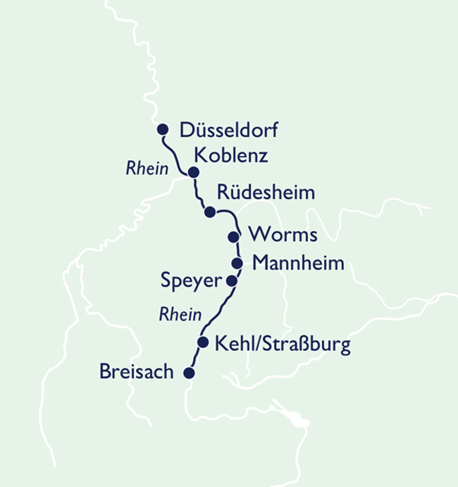 Routenkarte Die Welt der Rhein-Weine