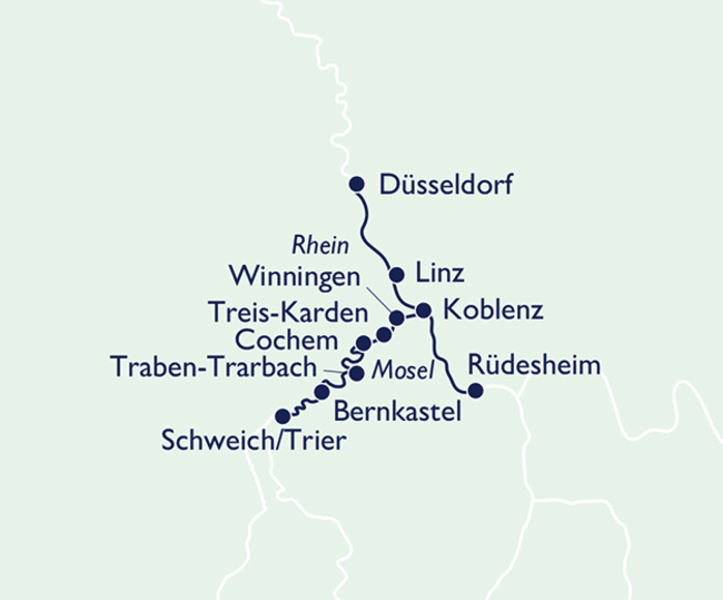 Routenkarte Die Welt der Mosel-Weine