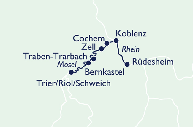 Routenkarte Entlang der Mosel