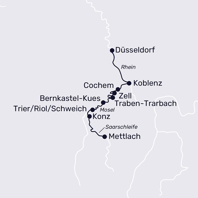 Routenkarte Auf der Mosel bis zur Saarschleife