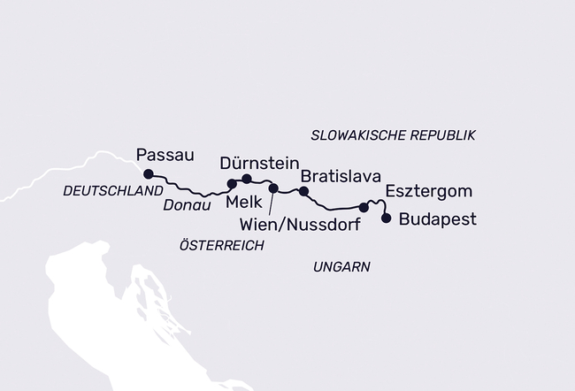 Routenkarte Danube metropolises