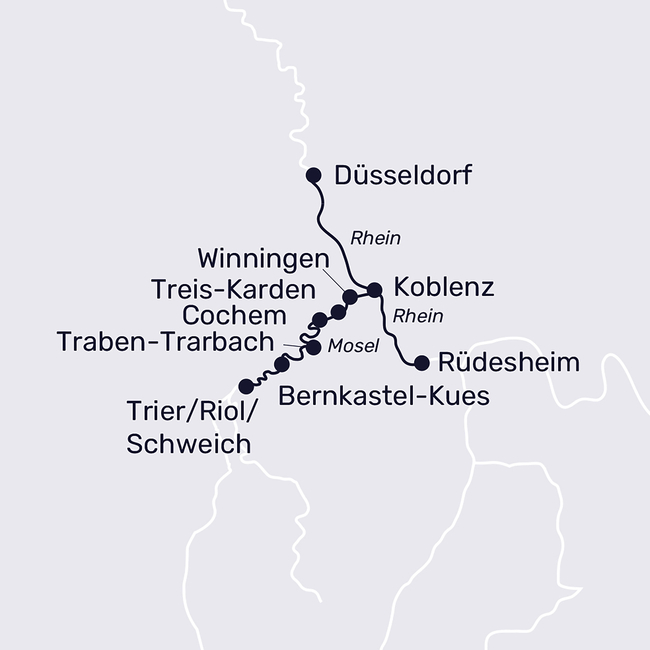 Routenkarte Moselle happiness and Rhine magic