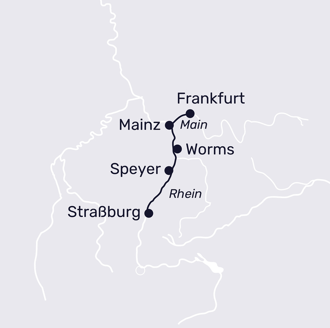 Routenkarte Kurztour auf dem Rhein mit außergewöhnlicher Unterhaltung an Bord