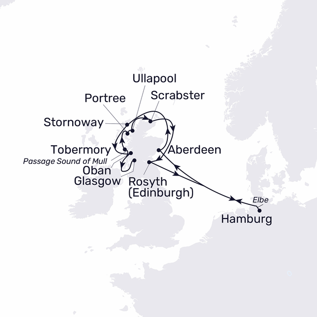Routenkarte Best of Schottland – Whisky, Dudelsack & Nessie
