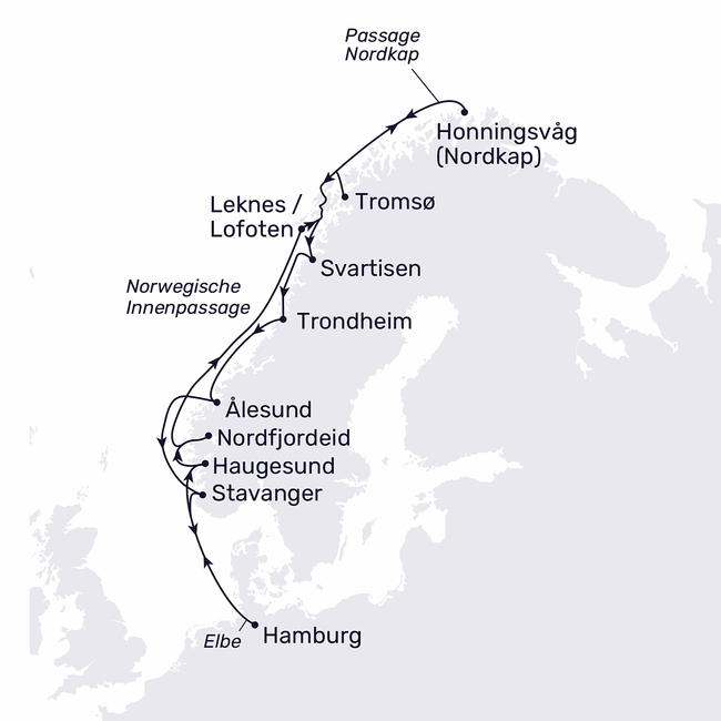 Routenkarte Sehnsucht Nordlichter