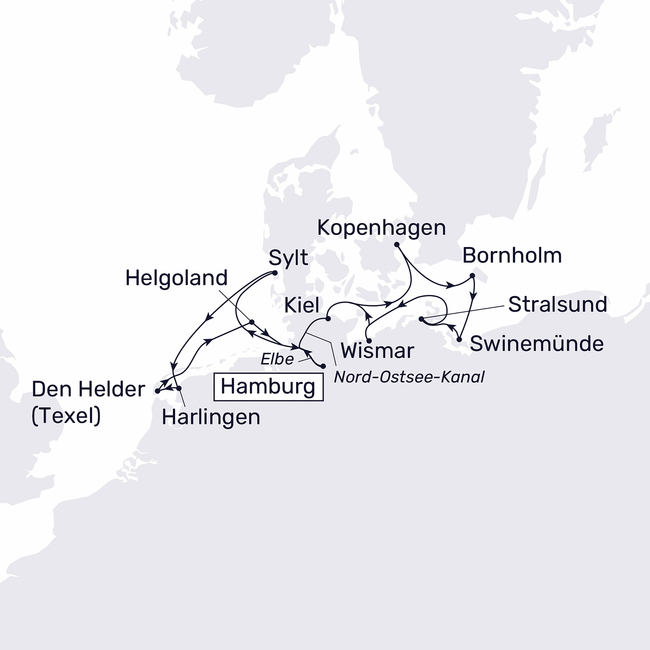Routenkarte Das Gute liegt so nah – Nord- und Ostsee