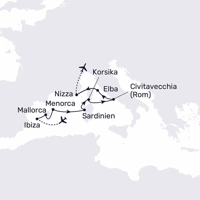 Routenkarte Mediterranean island dreams