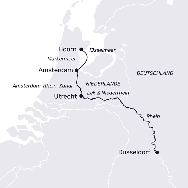 Routenkarte Amsterdam & das IJsselmeer zur Tulpenzeit
