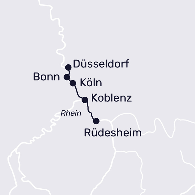 Routenkarte Rhein kompakt – die charmante Schnupper-Kreuzfahrt