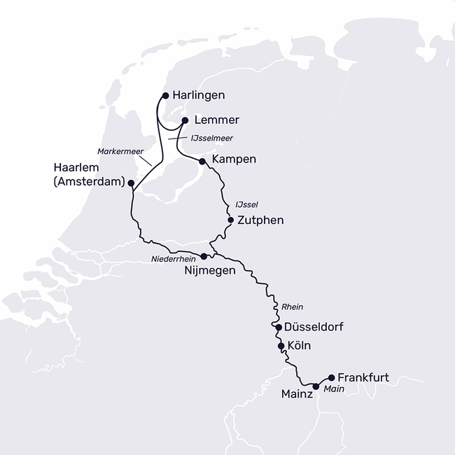 Routenkarte Frühlingserwachen in Holland – dem Land der Tulpen