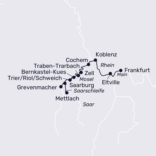 Routenkarte Moselzauber & Saarschleife – Kultur & Natur bis Luxemburg