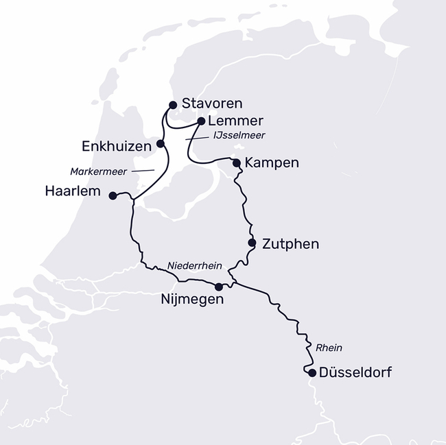 Routenkarte Frühlingserwachen in Holland – auf zur Tulpenblüte