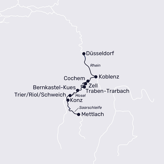 Routenkarte Entlang der Mosel zur beeindruckenden Saarschleife