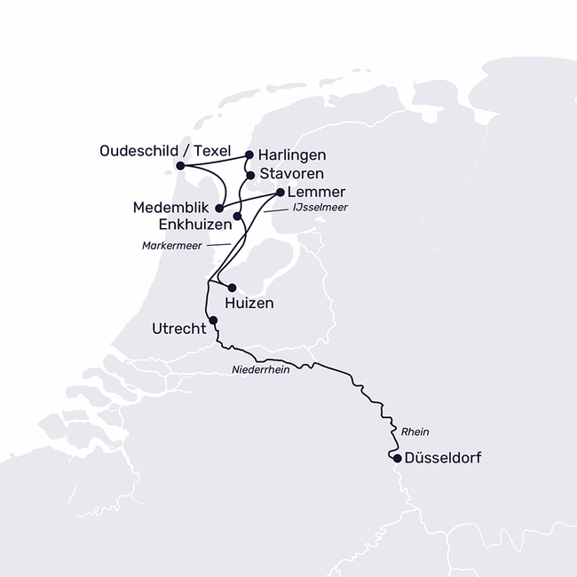 Routenkarte Nordhollands Wasserwelten: IJsselmeer & Insel Texel