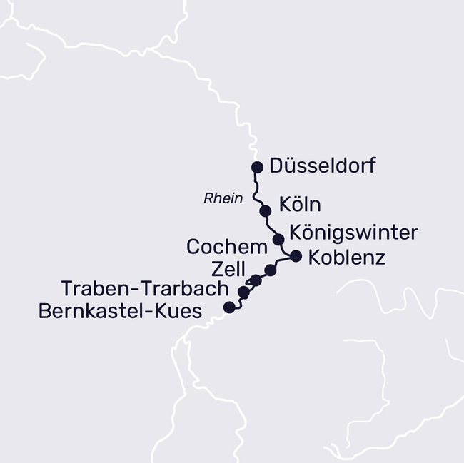 Routenkarte „Rhein in Flammen“ –  ein Fest für die Sinne