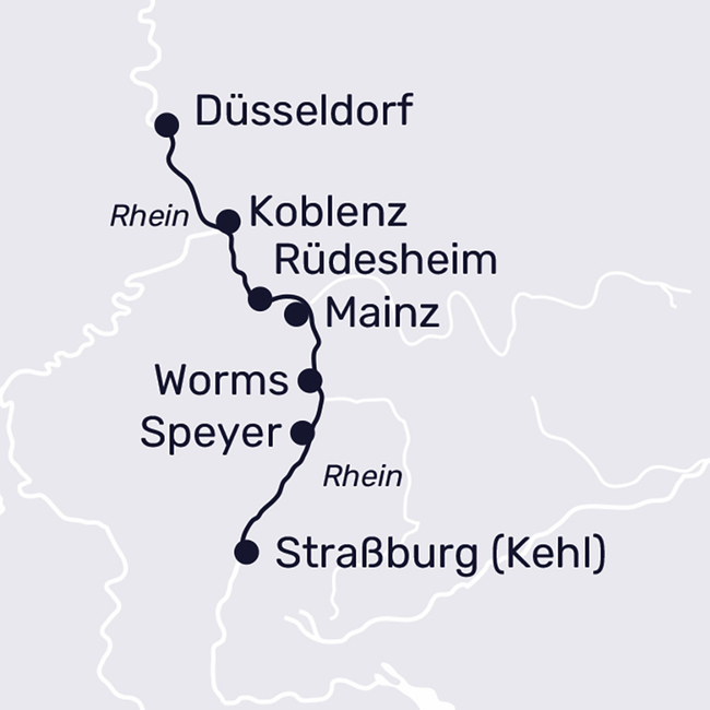 Routenkarte Besinnliche Weihnachts-Kreuzfahrt nach Straßburg