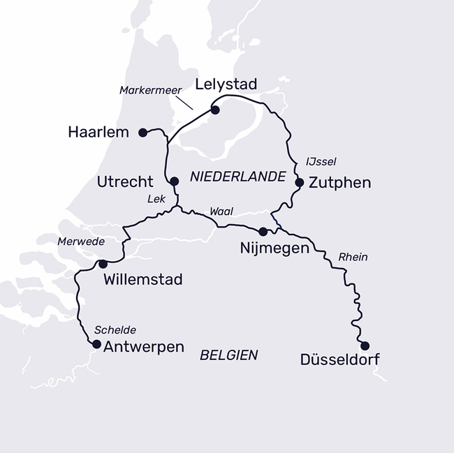 Routenkarte Glanzvoller Jahreswechsel in Antwerpen