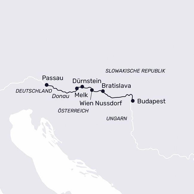 Routenkarte Magischer Jahreswechsel auf der Donau