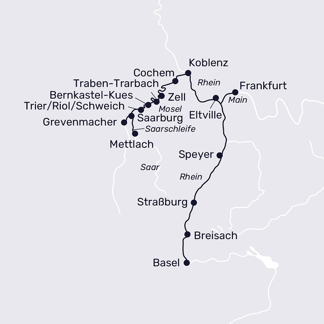 Routenkarte The magic of rivers: 4 countries along the Moselle, Saar and Rhine