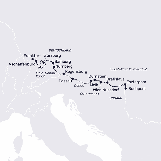 Routenkarte Danube & Main-Danube Canal: the perfect combination!