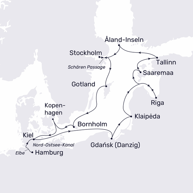 Routenkarte Magische Momente in der Ostsee
