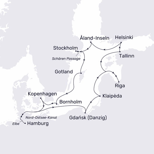 Routenkarte Große Ostseereise
