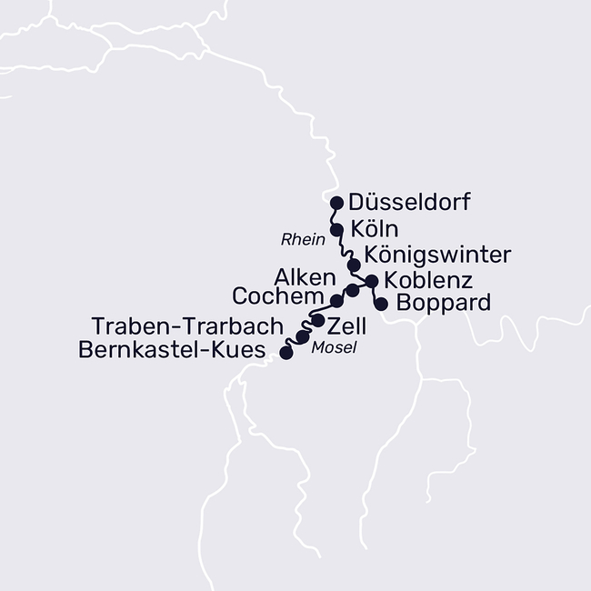 Routenkarte „Rhein in Flammen