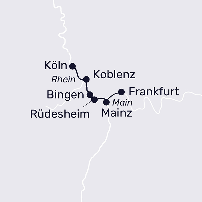 Routenkarte Die schönsten Weihnachtsmärkte an Rhein & Main