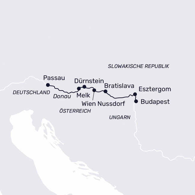 Routenkarte The Danube in all its glory