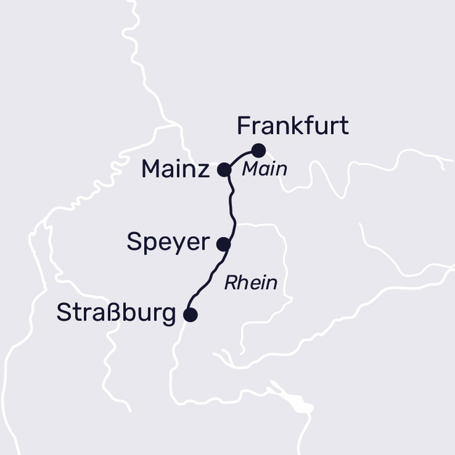 Routenkarte Rhine cruise to the most beautiful Christmas markets