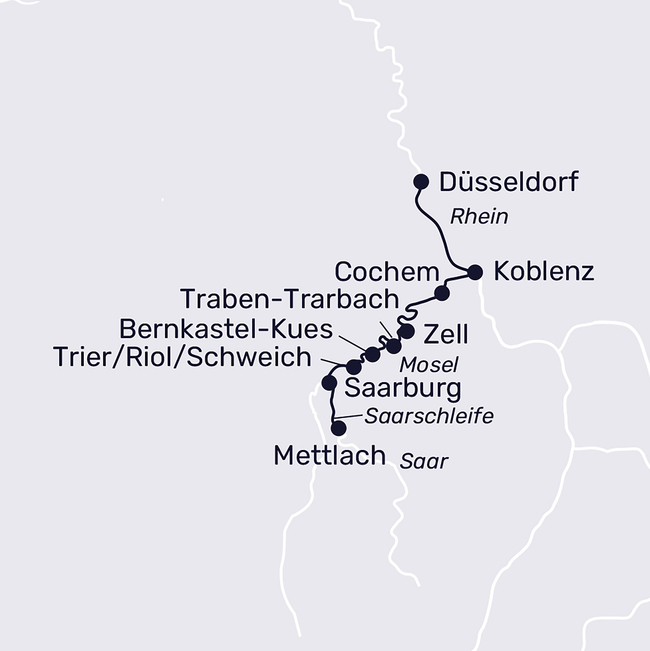 Routenkarte Along the Moselle to the Saar Loop