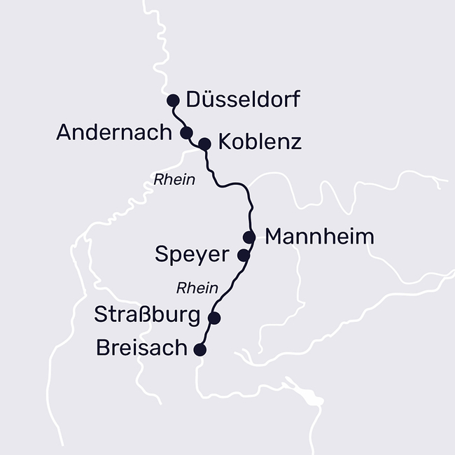 Routenkarte The magic of the Rhine all the way to Alsace