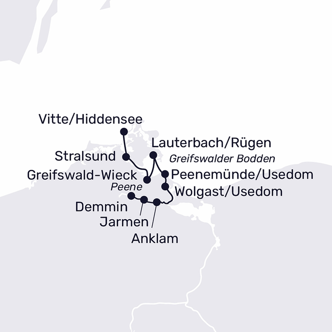 Routenkarte The Amazon of the North – the Peene